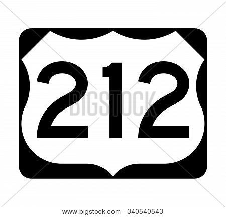 Us Route 212 Sign With A White Background