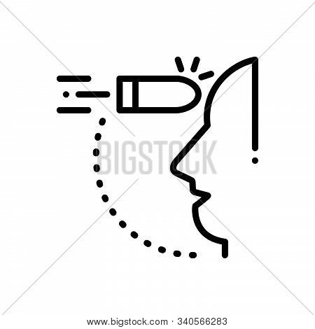 Black Line Icon For Shot Headshot  People Target