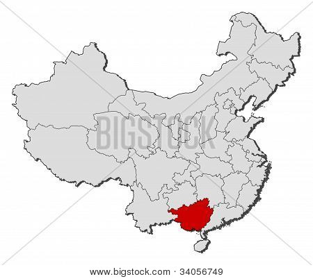 Kiina, Guangxi, korostettu kartta