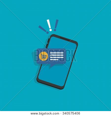 Commerce Shopping Cart Message Bubble,flat Design Icon Vector Illustration
