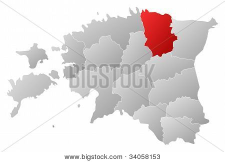 Karte von Estland, LÃ¤Ã¤ne-Viru hervorgehoben