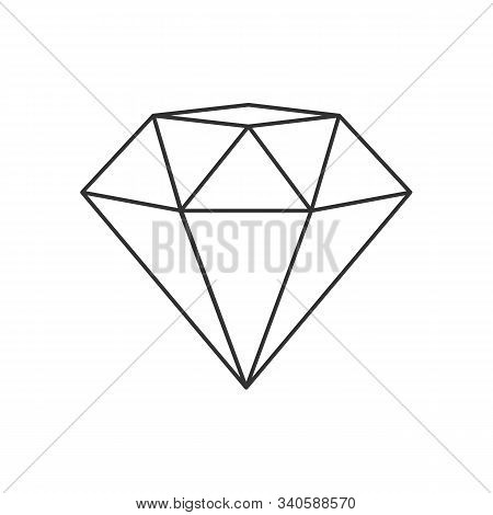 Polygon Shape. Iicon Of The Precious Stone With The Top Face. Empty Linear Silhouette. Isolated On W