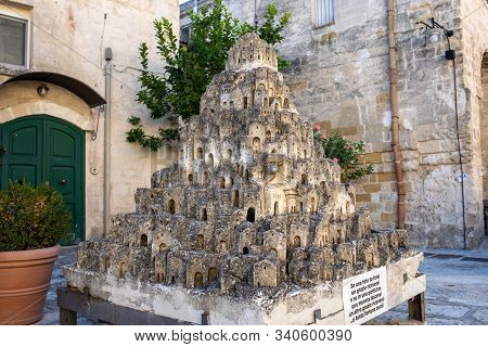 Matera, Italy - September 15, 2019: Closeup Model Of The Sassi Di Matera - Meaning Stones Of Matera 