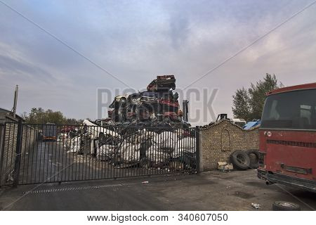 Car Scrap With Old And Damaged Cars