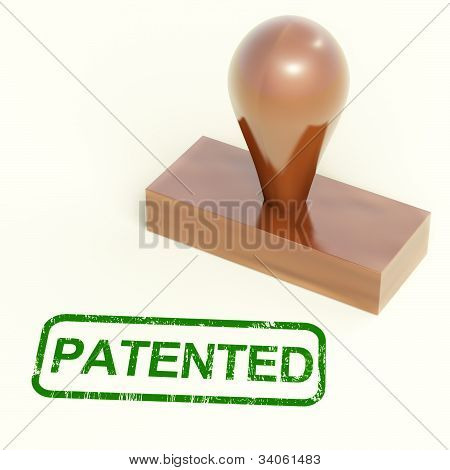 Patented Stamp Shows Trademark Patent Or Registered