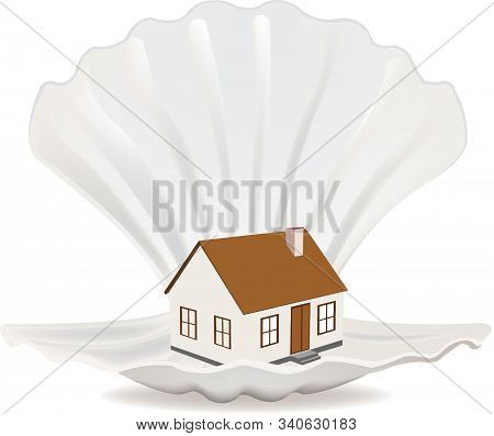 Scallop Sea Shell With Home Scallop Sea Shell With Home
