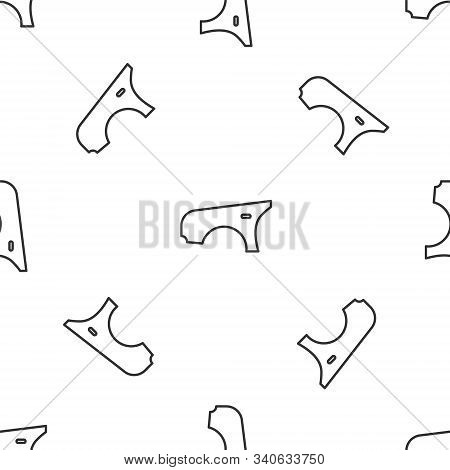 Grey Line Car Fender Icon Isolated Seamless Pattern On White Background. Vector Illustration
