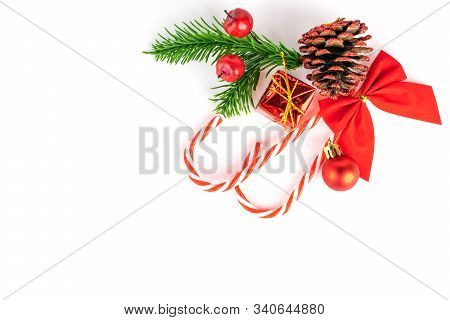 New Years Background. Christmas Decoration Isolated On White. Xm