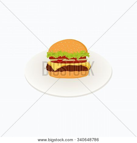 Burger Icon. Cheese Burger Logo. Isolated Vector Burger Icon With White Background. Trendy Burger Ic