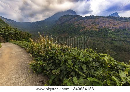 Siruvani Hills And With Clouds, View From At Palakkayam Siruvani Road, Kerala, India.ala