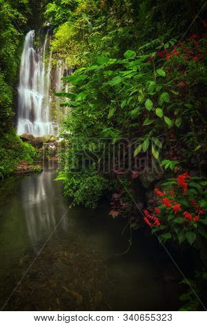 View of Labuhan Kebo Waterfall located in Munduk, Bali
