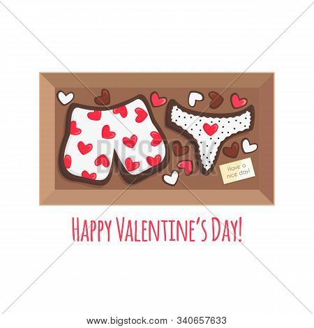 Vector Illustration Of Box With Cookies For Couple