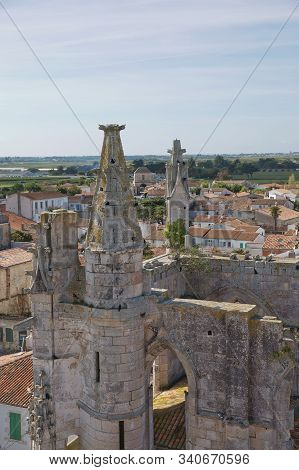 Aerial View Of Saint Martin De Re From Church Saint-martin In Ile De Re In France.