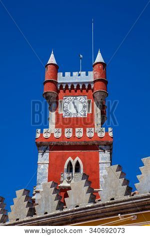 Sintra, Portugal - May, 2018: The Pena Palace A Romanticist Castle Located In Sao Pedro De Penaferri