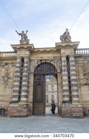 Strasbourg, Alsace / France - November 9, 2018: Gateway To Rohan Palace, Th Former Residence Of The 