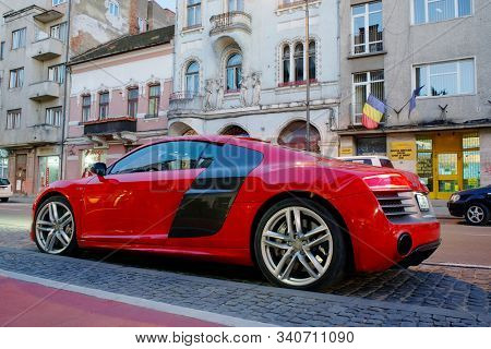 CLUJ NAPOCA, 26 SEPTEMBER 2019: Super sport car on a typical street in the old center of Cluj Napoca, Romania, Europe  