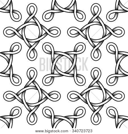 Seamless Pattern With Knot Ornament. Vector Background Illustration.