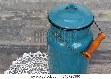 Enamelware Retro Jug In Blue Teal Color
