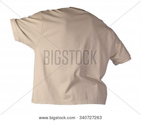Short Sleeved Hakki T-shirt Isolated On White Background Cotton Shirt . Casual Style