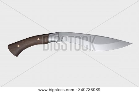 Kukri-style Hunting Knife Isolated On White Background. 3d Illustration
