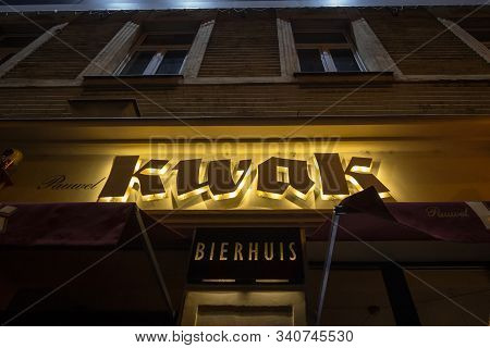Prague, Czechia - November 6, 2019: Pauwel Kwak Logo In Front Of One Of Their Retailers Bar For Prag