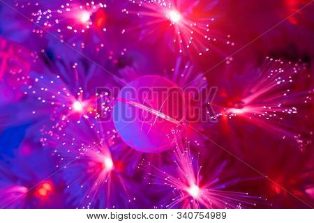 Christmas fiber optic decorated Tree with dectoration,holiday concept.