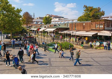 Istanbul, Turkey - September 19th 2019. Tourists And Locals Walk Past The Exterior Part Of The Egypt