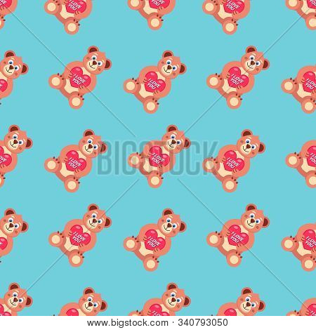 Teddy Bear With A Heart. Pater Vector Illustration. Declaration Of Love. Flat Image