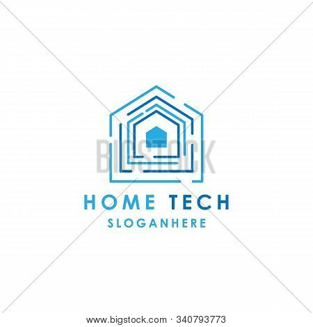 Home House Tech Logo Design Vector Template
