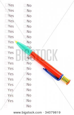 Ano, nebo ne cheklist detail
