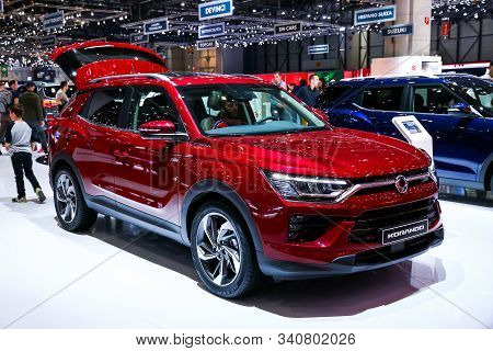 Geneva, Switzerland - March 10, 2019: Motor Car Ssangyong Korando Presented At The Annual Geneva Int