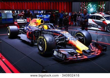Geneva, Switzerland - March 10, 2019: Toro Rosso Formula 1 Car Presented At The Annual Geneva Intern