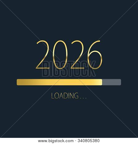 2026 Happy New Year Golden Loading Progress Bar Isolated On Dark Background.