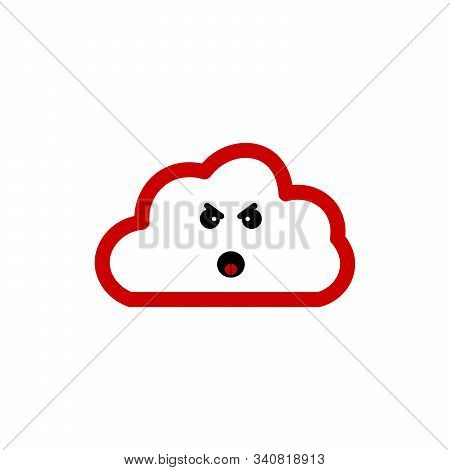 Angry Red Cloud Vector Icon Illustration. Cloud Sticker, Weather Icon Concept White Isolated. Banner
