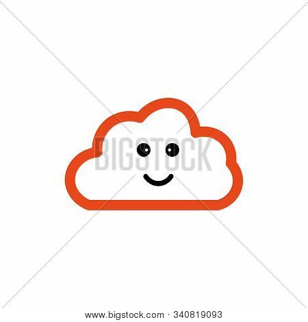 Cute Happy Orange Cloud, Print Or Icon Illustration