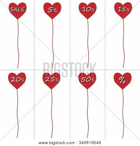 Vector Balloons In The Form Of Hearts On A Light Background.
