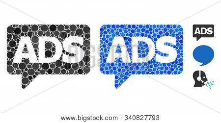 Advertisiment Message Composition Of Small Circles In Various Sizes And Color Hues, Based On Adverti