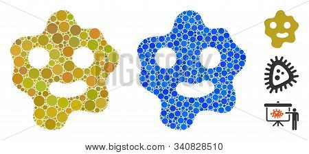Ameba Mosaic Of Filled Circles In Variable Sizes And Color Tints, Based On Ameba Icon. Vector Filled
