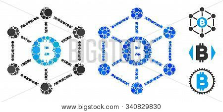 Bitcoin Finance Netwok Mosaic Of Circle Elements In Different Sizes And Color Tones, Based On Bitcoi