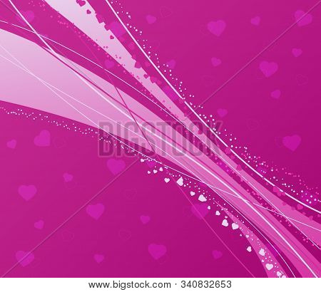 Abstract Pink Background With Lines And Hearts