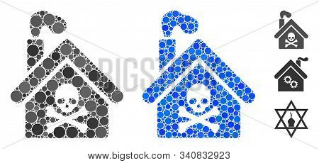 Crematory Building Mosaic Of Small Circles In Different Sizes And Color Tones, Based On Crematory Bu