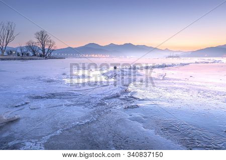 Winter In Korea, Dumulmeori And  Ice Lake Of Yangpyeong In Winter In Korea, South Korea.
