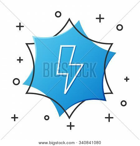 White Line Lightning Bolt Icon Isolated On White Background. Flash Sign. Charge Flash Icon. Thunder 