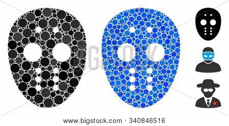 Maniac Mask Composition Of Filled Circles In Variable Sizes And Color Tints, Based On Maniac Mask Ic