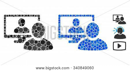 Online Video Chat Mosaic Of Round Dots In Variable Sizes And Color Tinges, Based On Online Video Cha