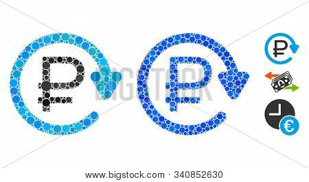 Rouble Recurring Payment Composition Of Filled Circles In Various Sizes And Color Tones, Based On Ro