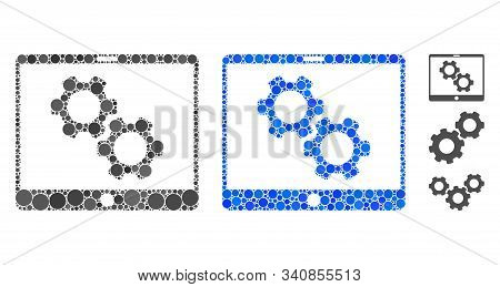 Tablet Settings Gears Mosaic Of Round Dots In Various Sizes And Color Tints, Based On Tablet Setting