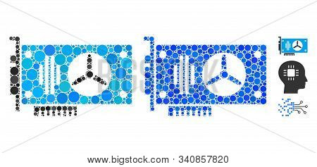 Videocard Composition Of Filled Circles In Different Sizes And Color Tones, Based On Videocard Icon.