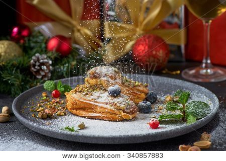 Cannoli Siciliani - Traditional Dessert Stuffed With Ricotta Cream And Pistachios