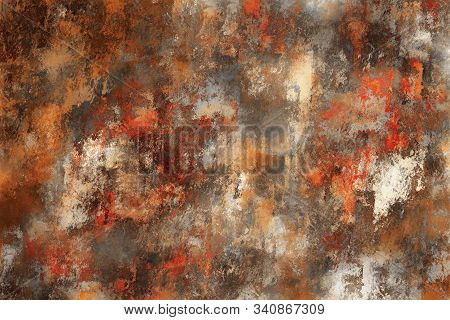 Abstract Painting. Brushstrokes , Spots Of Paint. Multicolored Background. Painted Rouge Texture. Ar